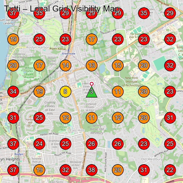 Tutti GeoGrid visibility map for Children'S Clothing Store in Garden City